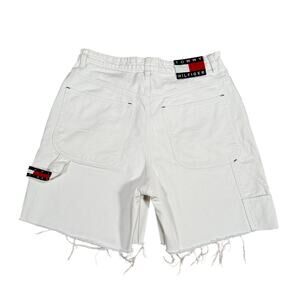 Vintage 90s Tommy Hilfiger Carpenter Cutt Off Shorts White Flag Patch Y2K 10